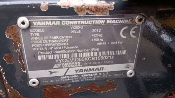Mini-pelle Yanmar VIO 50, 4T7, 2012 – Image 5